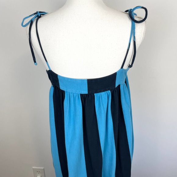 M.D.S. Stripes Striped Button Front Maxi Dress In Blue Size Medium - Picture 13 of 16